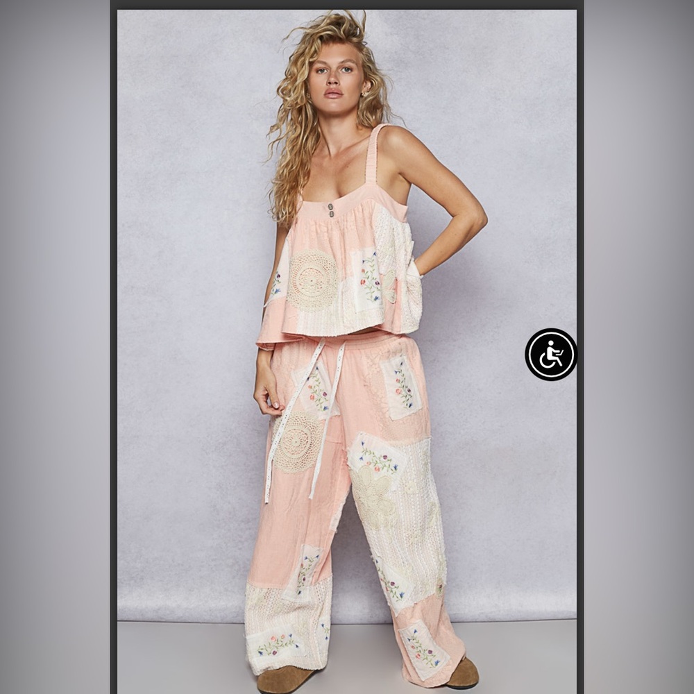 POL Pink and Cream Women's Tank Top